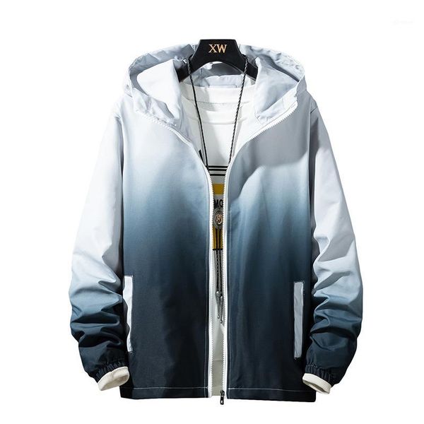 

2020 les spring new men jacket casul streetwear hooded colorful gradient coats windbreaker outwear regular jacket men1, Black;brown