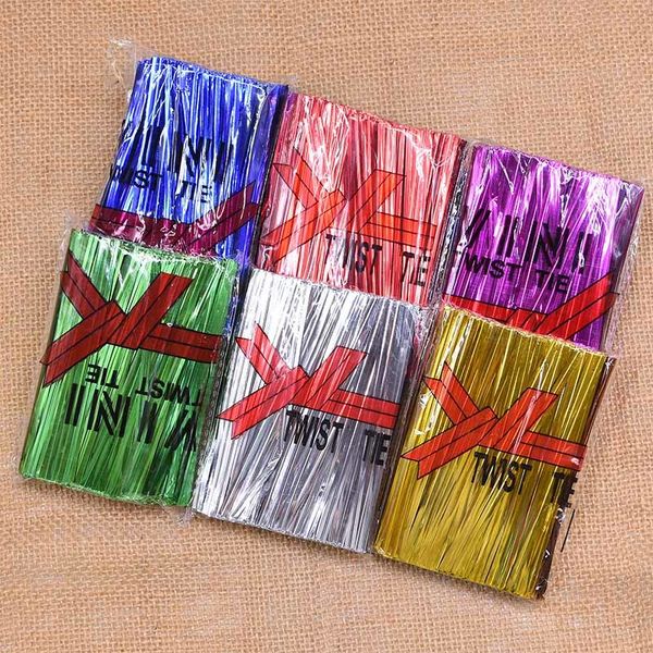 

800pcs multicolor wire metallic ties for candy bag baking packaging cello bags ligation lollipop dessert sealing twist tie