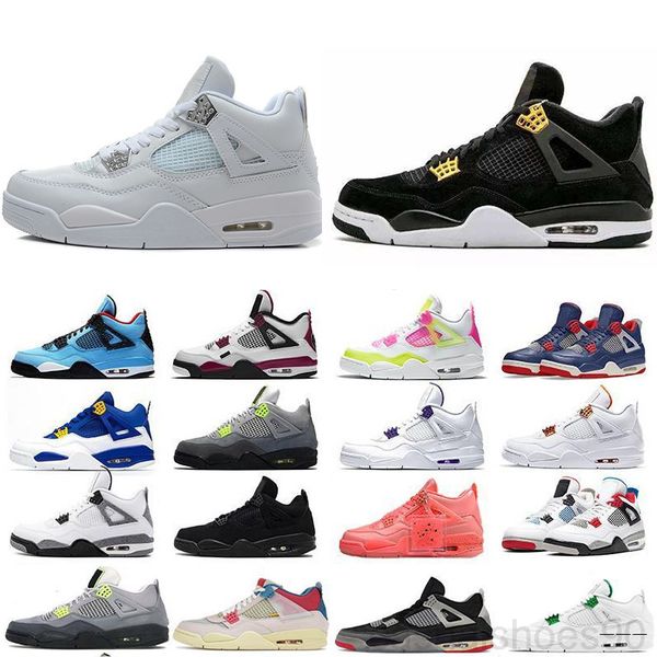 

jumpman 4 basketballs shoes 4s fire red union sail neon metallic purple mens trainers sneakers sports size 40-47 ls6y, Black