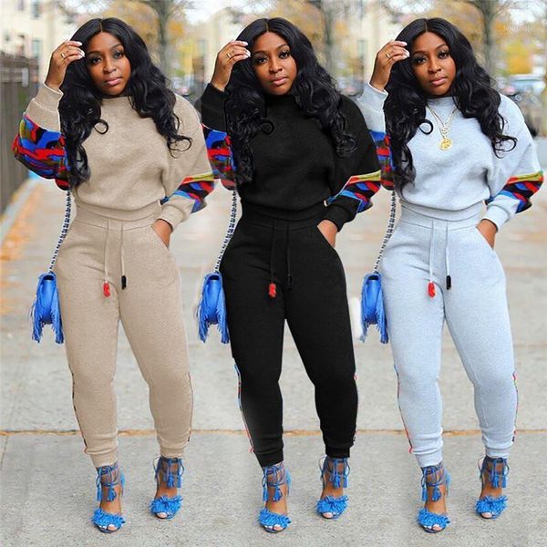 

2 piece sets womens 2020 autumn new long sleeve sweatshirt casual loose pants set women two piece tracksuit streetwear1, Gray