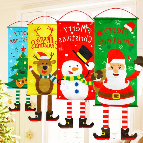 

cloth elk creative santa claus poster flag hanging decoration scene layout