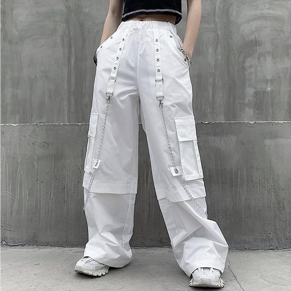 

gothic women loose white pants high waist summer pants fashion hip hop harajuku wide long trousers 2020 korean 3xl fy471, Black;white