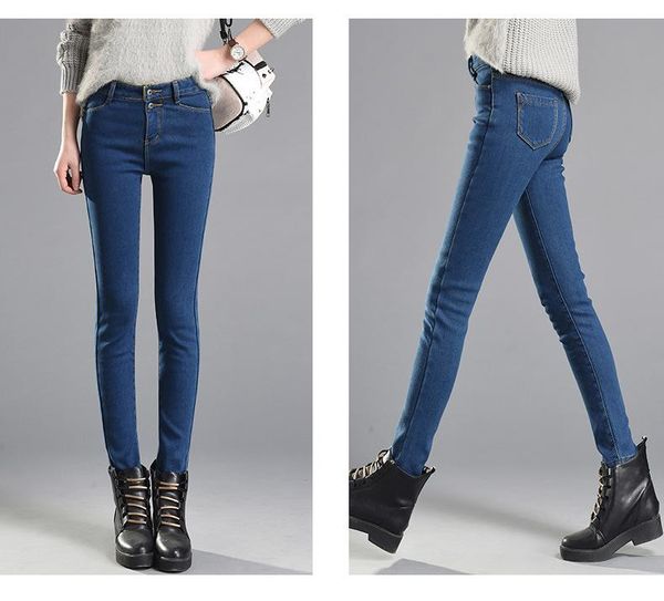 

women's jeans 2021 women plus velvet fertilizer to increase casual high quality, Blue