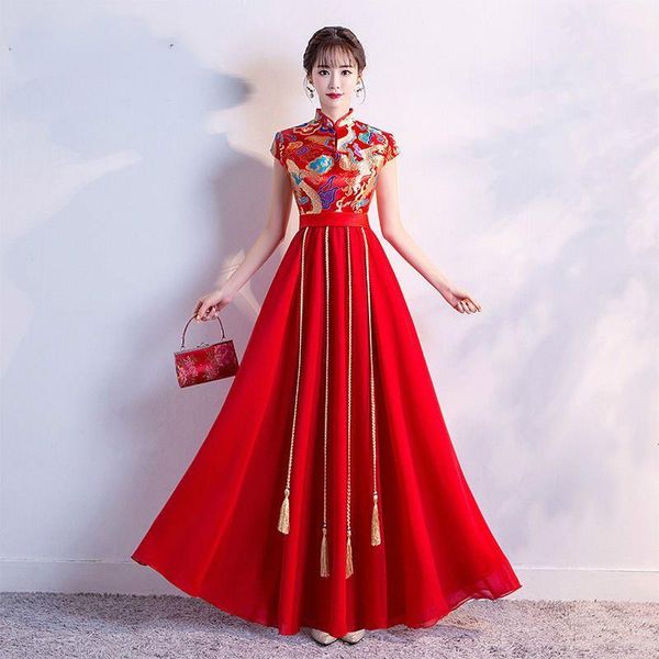 

dress cheongsam red bride marry vintage gown qi pao women chinese wedding dresses qipao robe1