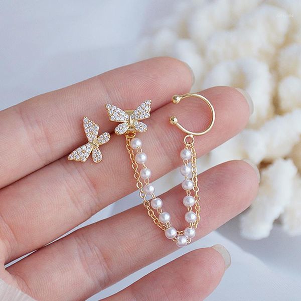 

stud fashion cute butterfly earrings for women r creativity luxury jewelry micro inlaid zircon quality s925 needle1, Golden;silver