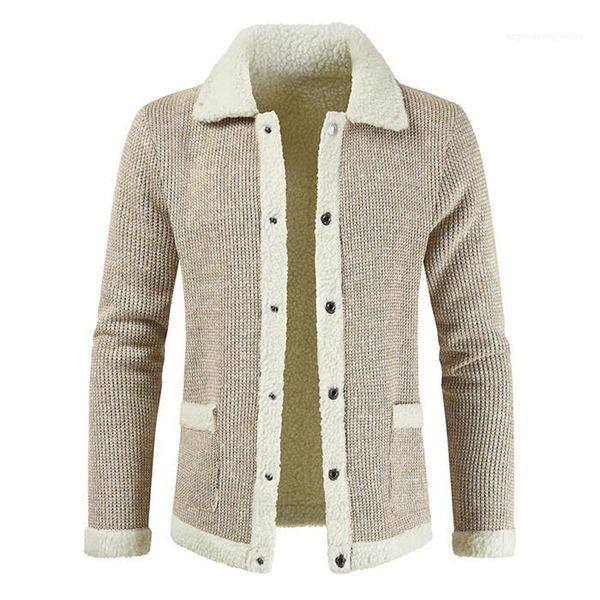 

breasted fleece winter coats spring autumn fall men outerwear clothing plus size sweater jackets mens designer lapel neck single, Black;brown