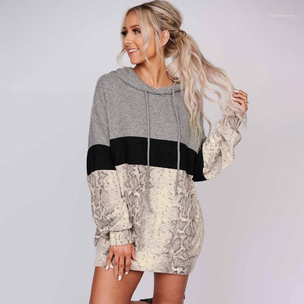 

2020 hoodie female autumn new style long sleeve europe and america animal pattern contrast color hooded pullover women's hoo1, Black
