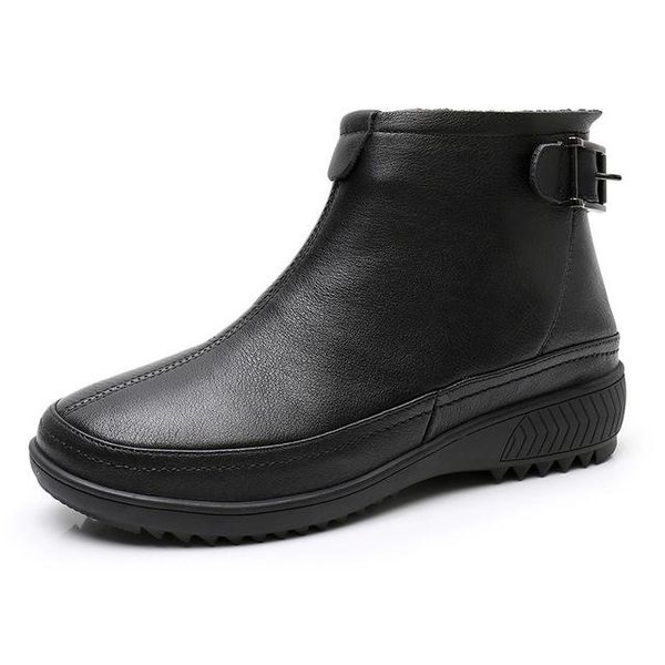 

ankle boots women winter 2020 casual boots female leather bootie damen soft and comfortable for mother chaussure femme, Black
