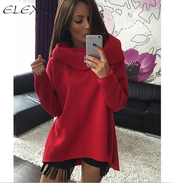 

wholesale- elexs 2017 new arrival women winter hoodies scarf collar long sleeve fashion casual style autumn sweatshirts 74181, Black