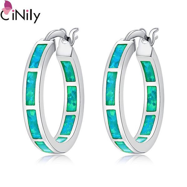 

cinily simple green fire opal women jewelry gems silver plated hoop earrings for wedding party gift oh4722, Golden;silver