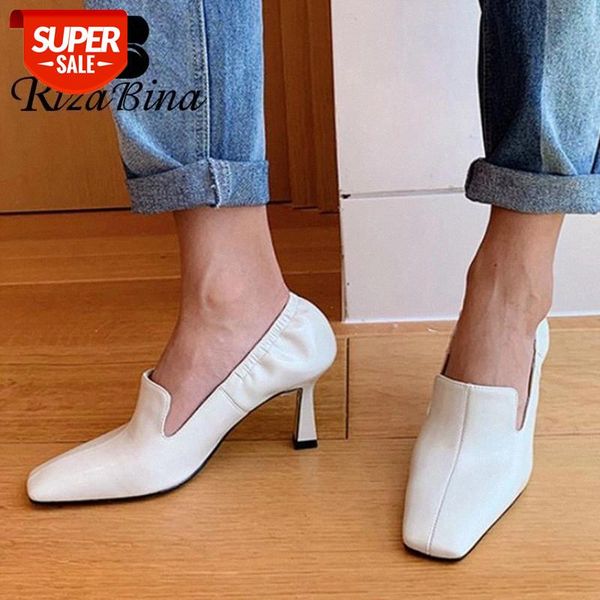 

rizabina new fashion pumps square toe thin heel slip on shallow solid color street footwear red spring shoes ladies size 34-39 #vk9b