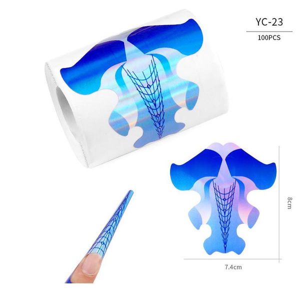 

100pcs/lot nail forms sticker for uv gel polish extension builder guide stencil curve sticker mold decal manicu sqceqh, Black