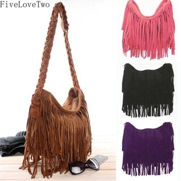 

fivelovetwo women lady retro tassel fringe shoulder messenger handbag