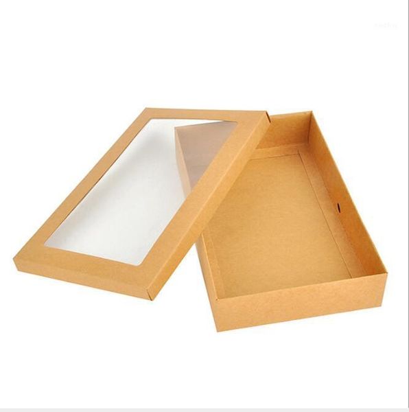 

20pcs/lot diy paper box with window blank kraft paper gift box jewelry packaging wedding home party favor1