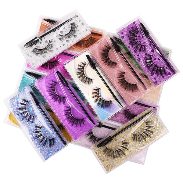 

thick natural false eyelashes with lashes brush handmade fake lashes eye makeup accessories 15 models available with colorful cardboard