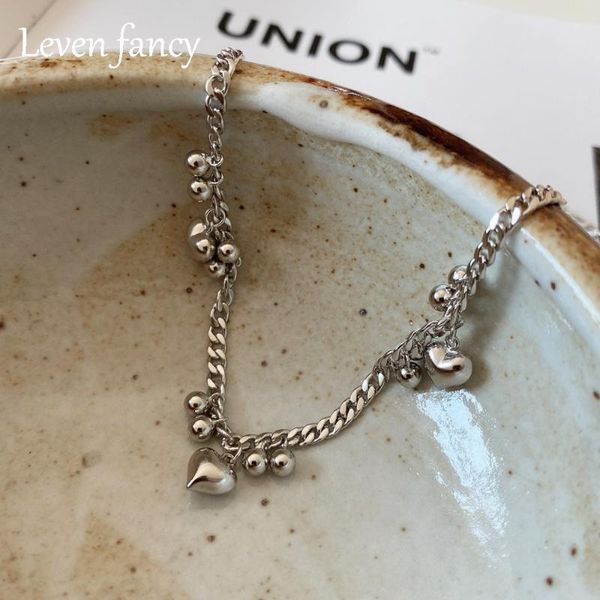 

chains curb necklace 925 sterling silver chain flat cuban jewelry neck link love heart charms ball stackable choker necklaces