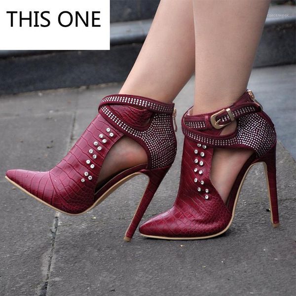 

one women shoes high heel ankle boots zip fall spring pointed toe heels lady gray big size 35-471, Black