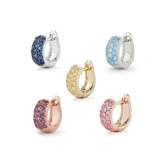 

hoop & huggie lozrunve fashion 925 sterling silver gold filled rainbow multi color earring, Golden;silver