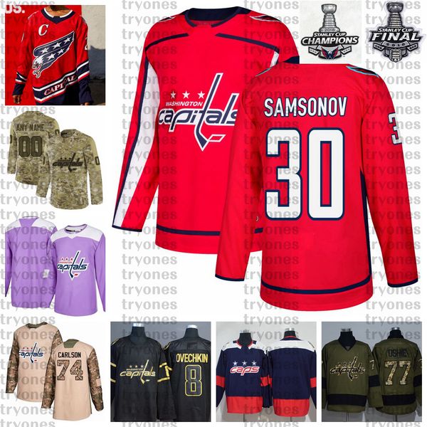 

2021 reverse retro customize 30 ilya samsonov washington capitals champions hockey jersey golden edition camo veterans day fights cancer, Black;red