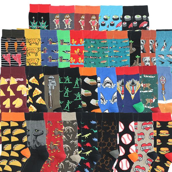 Novo Design Casual Socks Harajuku Estilo Sock engraçado do pinguim Flamingo dos desenhos animados Pato Padrão Animal feliz Socks Homens HHC2906