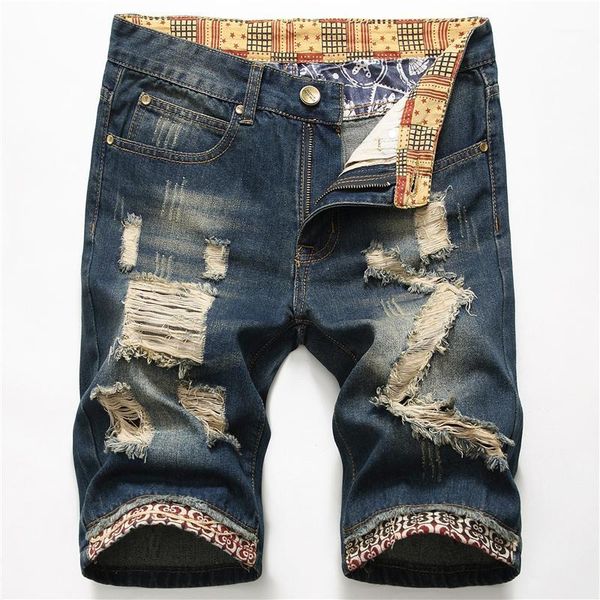 

2020 summer fashion mens ripped short jeans clothing cotton shorts breathable denim shorts male new fashion size 28-401, Blue
