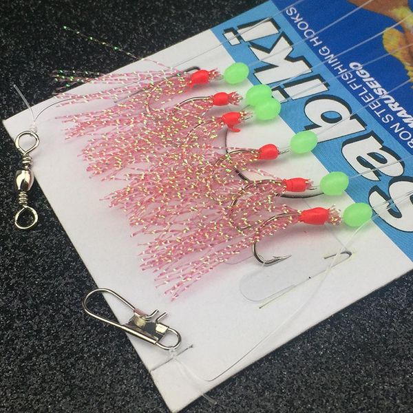 

6pcs/set long wire lure bait sea luminous fishing lures line string tackle accessory spinner carbon steel fishhooks sqcoyh pingtoy
