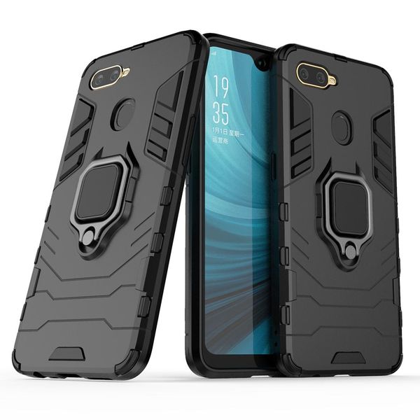 

for oppo a7 a12 shockproof pc tpu protective case with magnetic ring holder