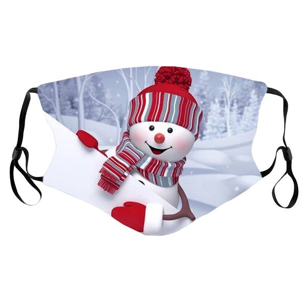 

cloth washable mask reusable 2021fashion christmas snowman printing face shield dustproof adjustable party masks