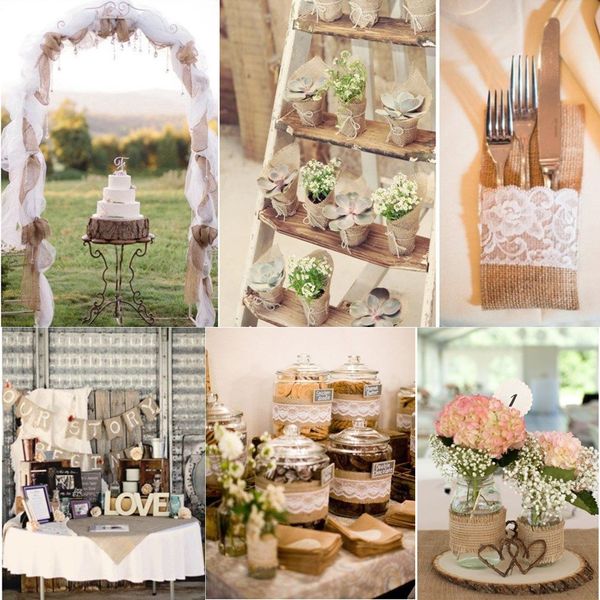 

burlap 10m table runner vintage wedding chair knot decoration party banquet event chairs bow diy bundle for sewing crafts