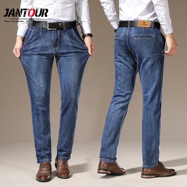 

men's jeans jantour ropa hombre 2021 men smart casual denim fashion blue straight pants man thicken trousers 28-38