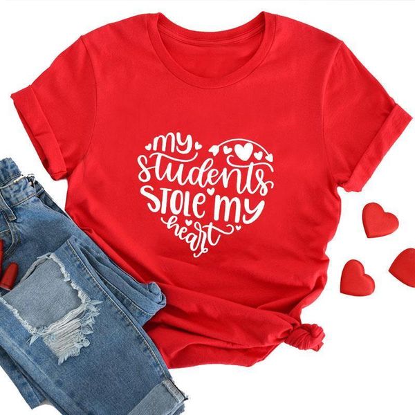 

teacher valentine shirt my students stole my heart teacher tshirt casual short sleeve teachers team shirts valentine's day shirt, White