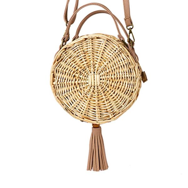 

women vintage summer rattan straw bags ins popular female beach handbag travel lady knitted shoulder bag circle crossbody ss3387