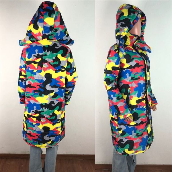 

women men cotton-padded clothes camouflage fashion winter thick warm hooded zippered long bread coats cotton wadded jacket s-2xl f110405, White
