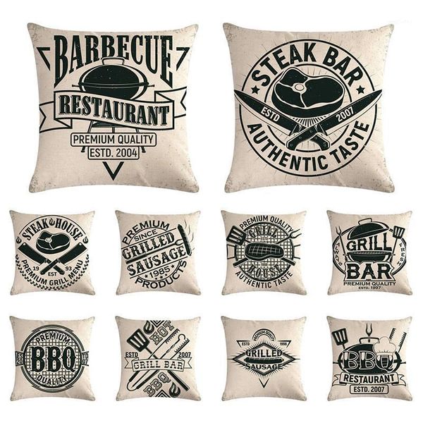 

cushion/decorative pillow vintage bbq grill bar home decor cushion cover style throw pillowcase for car sofa cartoon zy12721