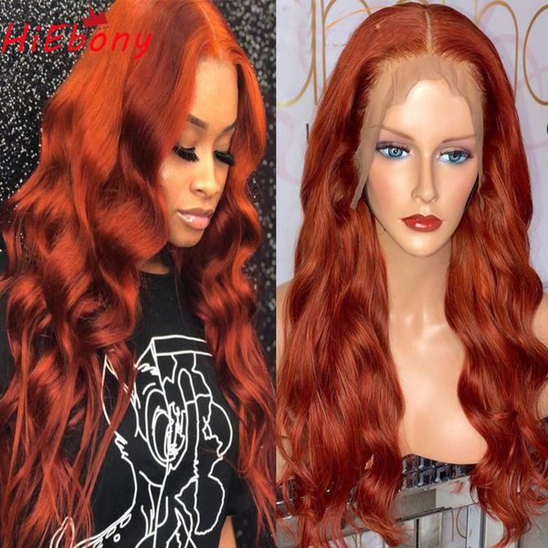 

lace wigs hiebony preplucked front wig deep ginger color 180% glueless remy hair parting for women, Black;brown