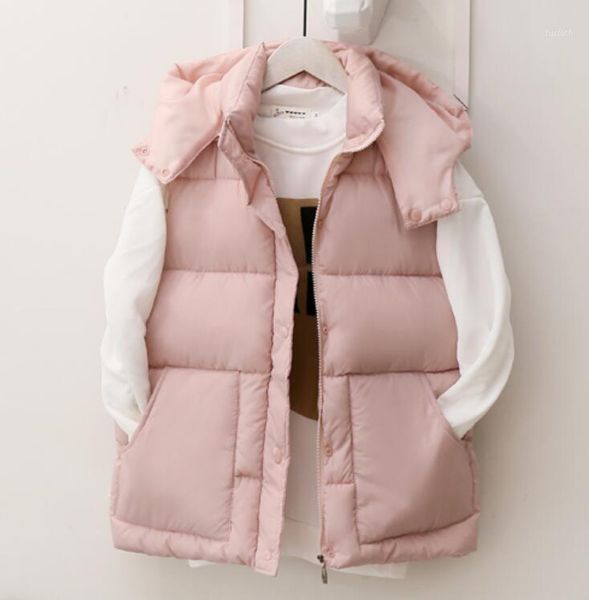 

plus size 2xl autumn winter fashion cotton vest women patchwork sleeveless hooded collar casual coat waistcoat1, Black;white