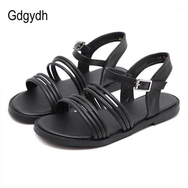 

gdgydh bohemian flat sandals women buckle black roman style female summer shoes gladiator beach sandals big size 41 drop ship1