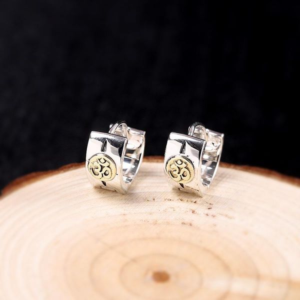 

sterling om huggie hoop single earring men women a1657, Golden;silver