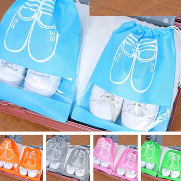 

waterproof drowstring shoe bag shoes flats storage organizers bags slipper sneaker pouch sport travel home l gym rack bags h12708, Black