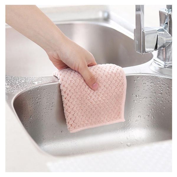 

3colors absorbent microfiber kitchen towel cleaning cloth hangable coral fleece dish dish cloth rag tools gadgets tela household h jllpjb