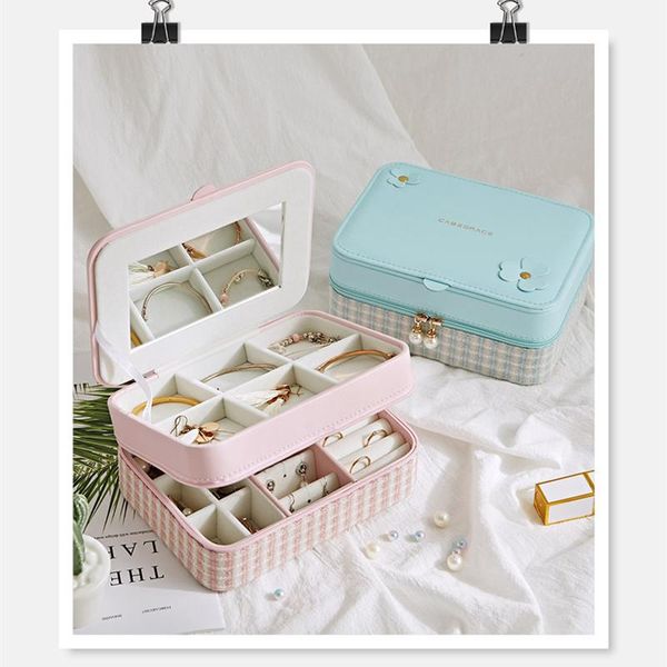 

бесплатная доставка новый стиль ювелирные изделия коробка портативный хранения организатор на молнии портативные женщины дисплей, Pink;blue