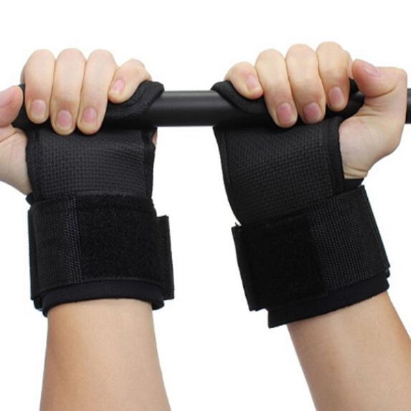 

adjustable fitness wrist support weight lifting hooks sport training gym grips straps support gloves selling wristhand, Black;red