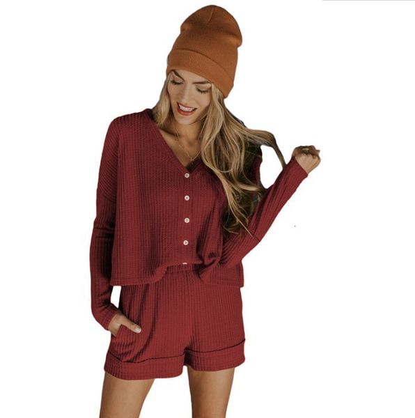 

da 1755b 2021 striped button cardigan + shorts home set, Tan;black