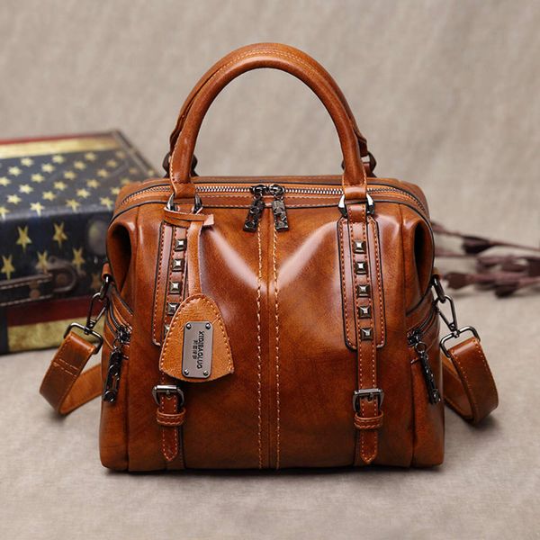 

2020 new oil wax hand-held slung fashionable women's designers hand tote leather shoulder women bags ing