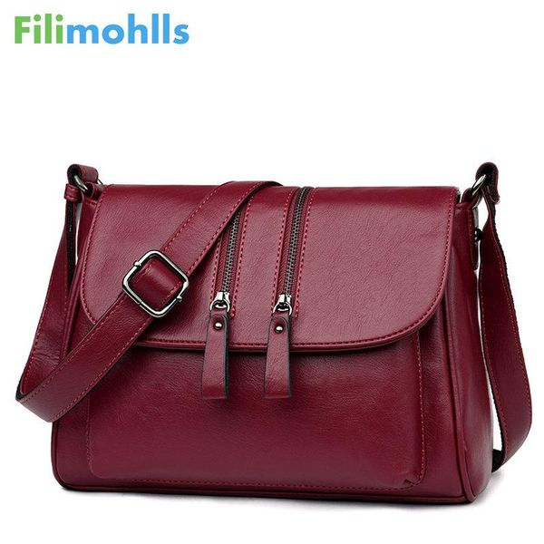 

2020 new double zipper women messenger bags soft women crossbody bag designer pu leather handbags female bags s1525