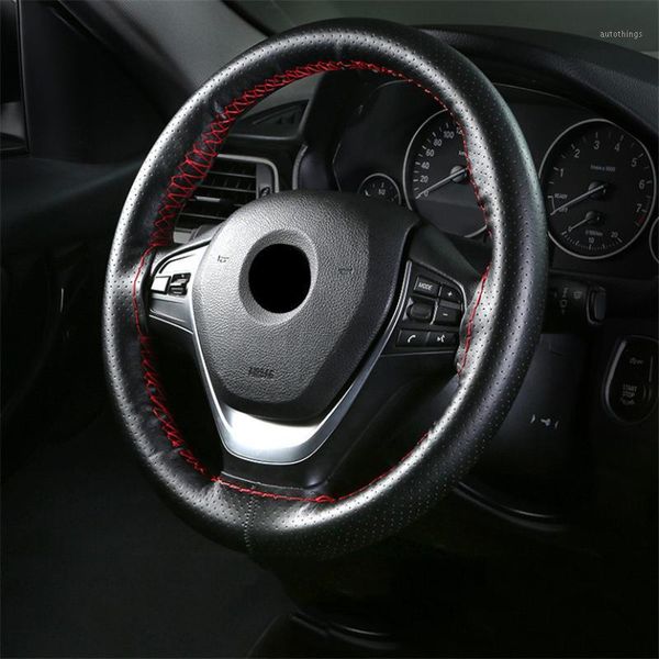 

38cm diy braid leather car steering wheel cover anti slip anti-wear universal auto steering- wheel cover with needles and thread1