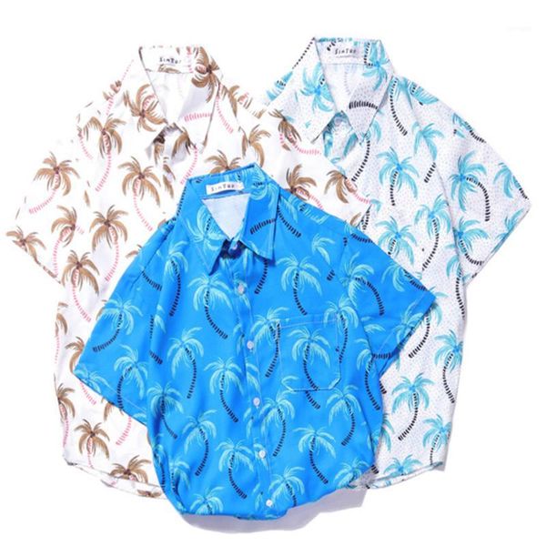 

men's shirt short sleeve floral shirt hawaiian beach beach resort thin style short sleeve men shirts fashion1, White;black