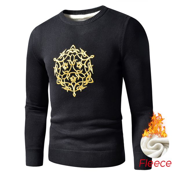 

2021 new oiata 2021 spring new casual cotton fleece warm sweater pullovers jumpers men winter embroidery fashion thick sweaters coat qs9y, White;black