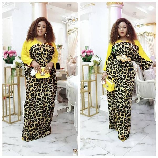 

women summer long dress vintage soft dress robe femme vestidos leopard print party elegant long o-neck1, Black