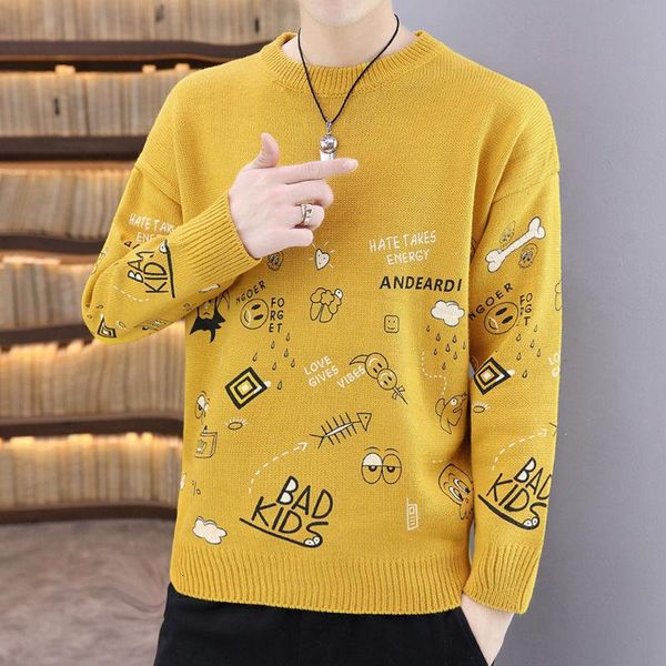 

men's sweaters 2021 autumn and winter arrivals sweater student pullover clothes round neck loose trendy warm cartoon white, White;black